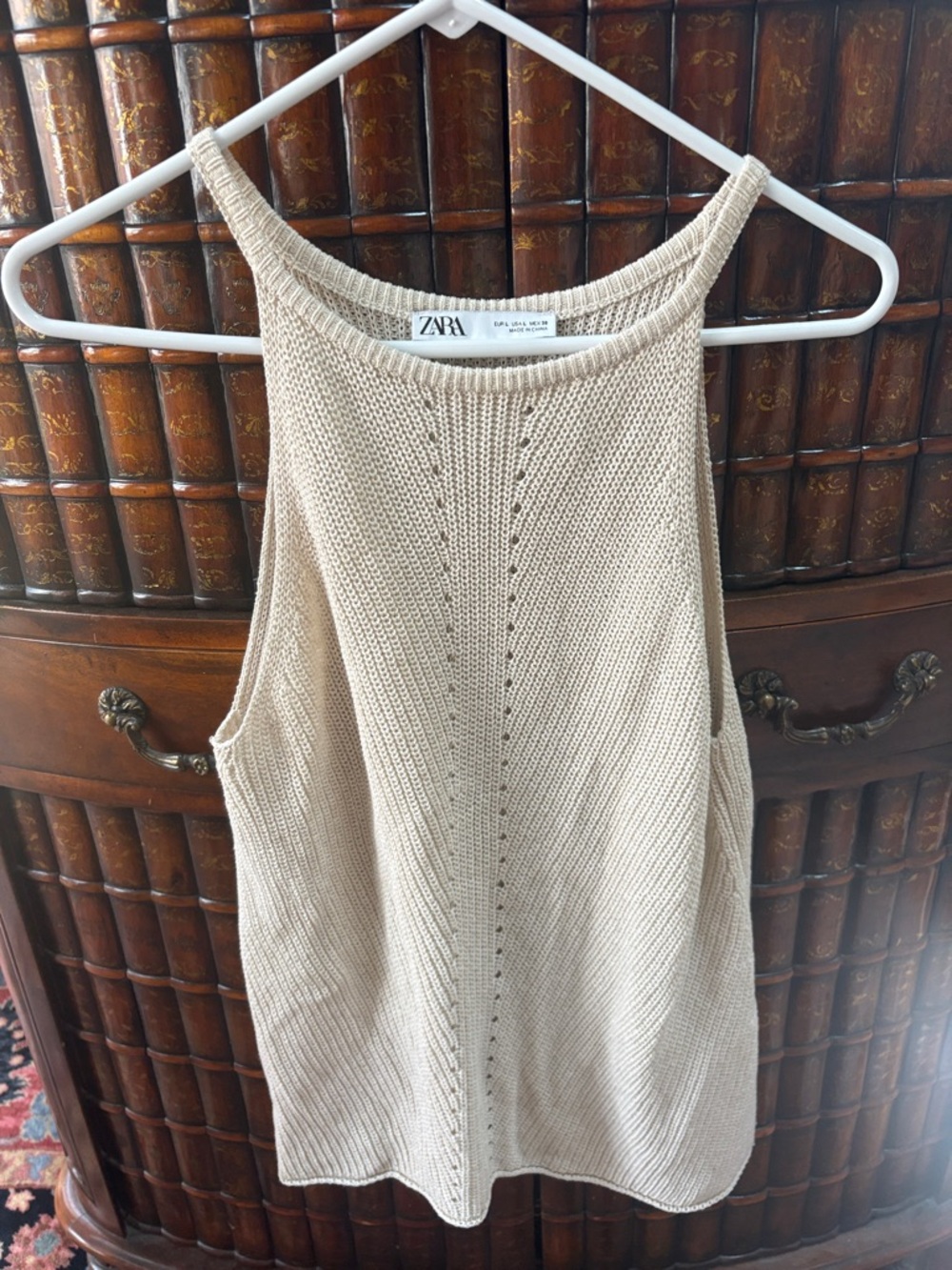 ZARA Cream Ribbed Knit Halter Tank